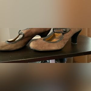 Brown suede heels